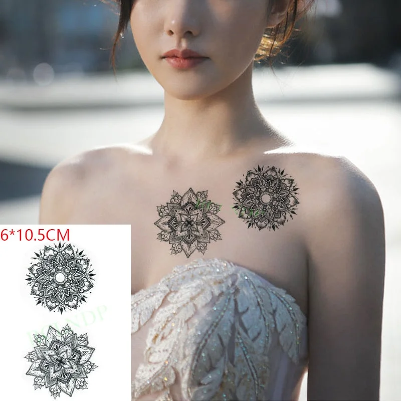 Waterproof Temporary Tattoo Sticker Rose Flower Leaf Letter Black Small Body Art Flash Tatoo Fake Tatto for Kids Girl Men Women