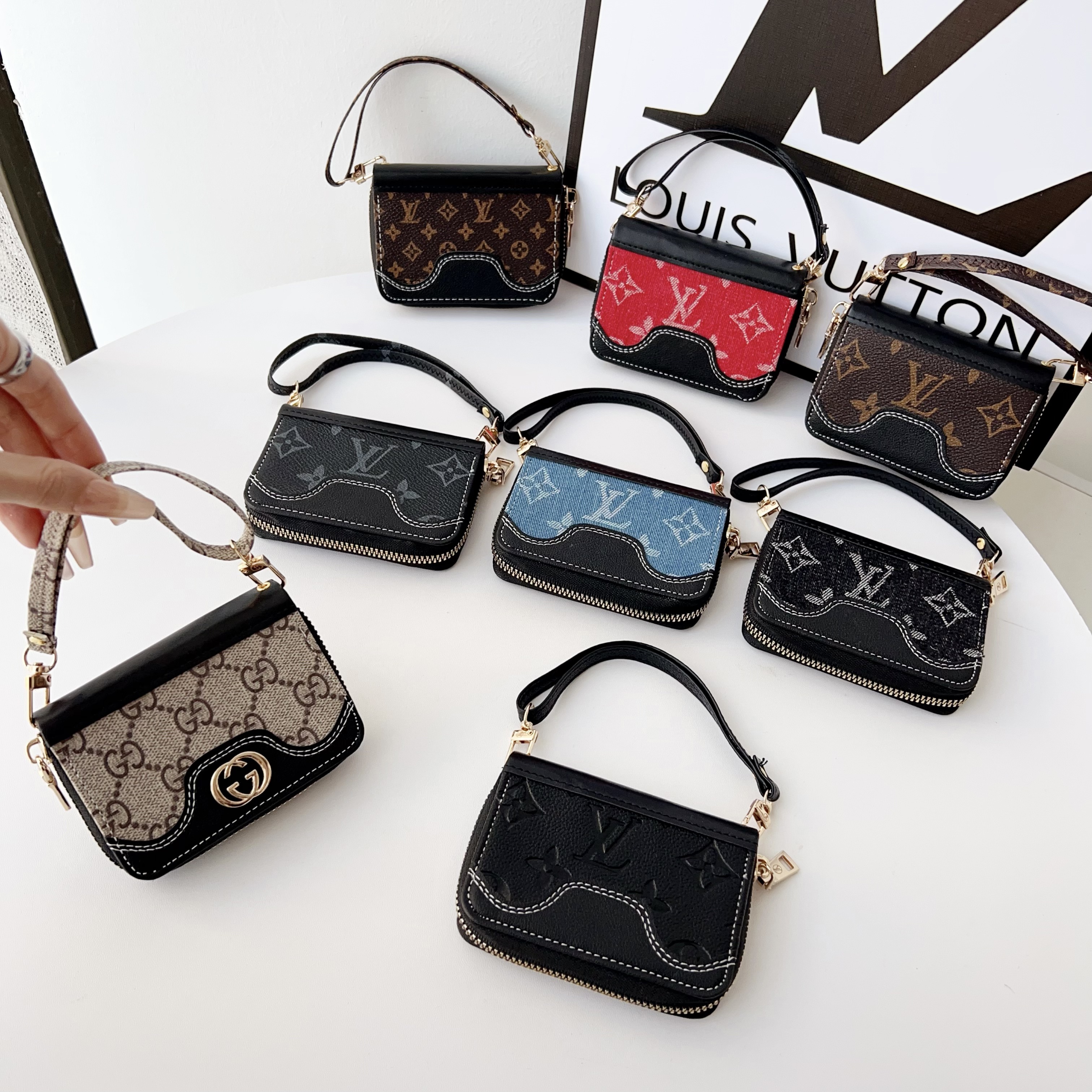 Mini Louis Vuitton Handbag Zip Wallet Gucci Card Holder Leather Coin Purse