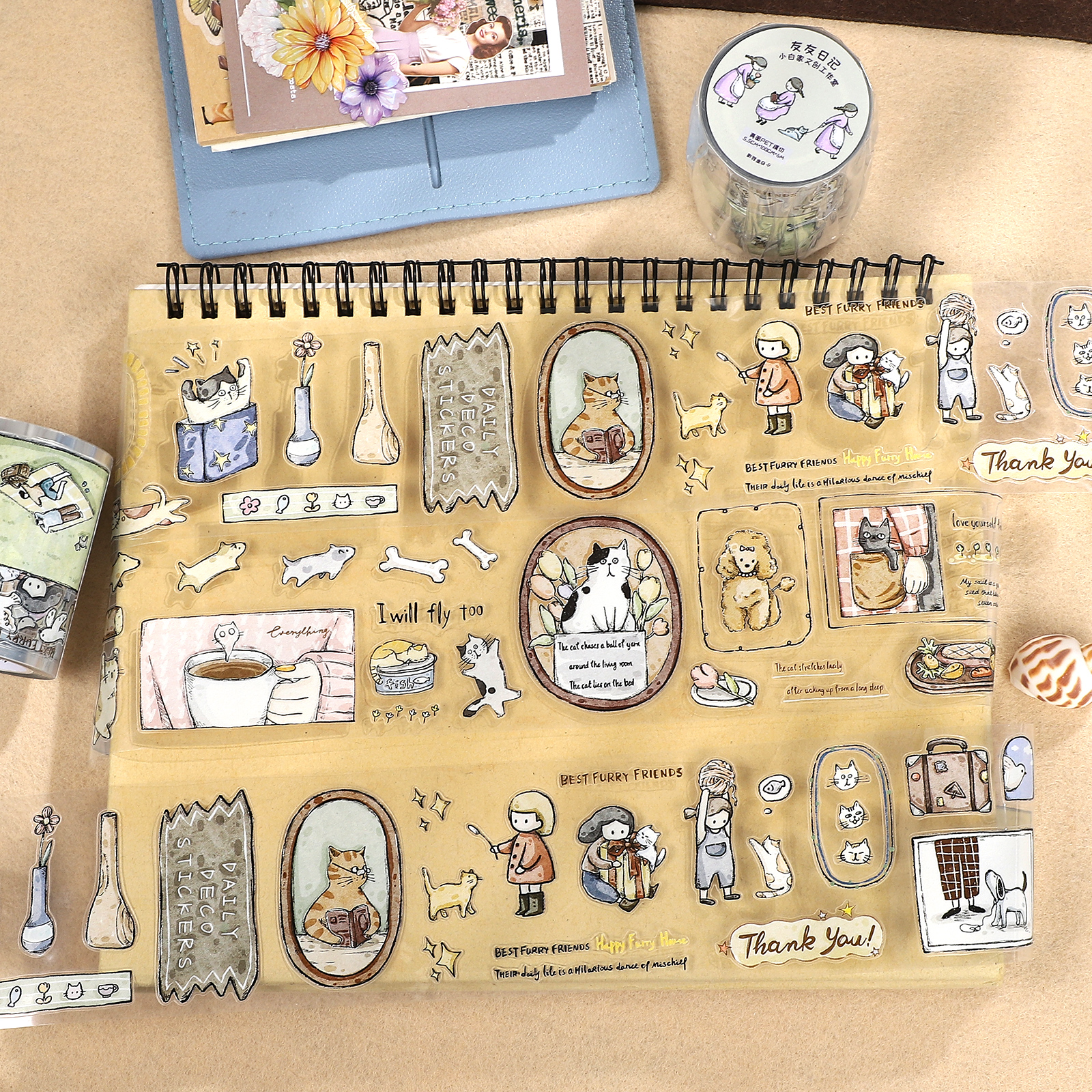 PET 테이프 - 55mm*6m 빈티지 카와이 소녀 애완동물