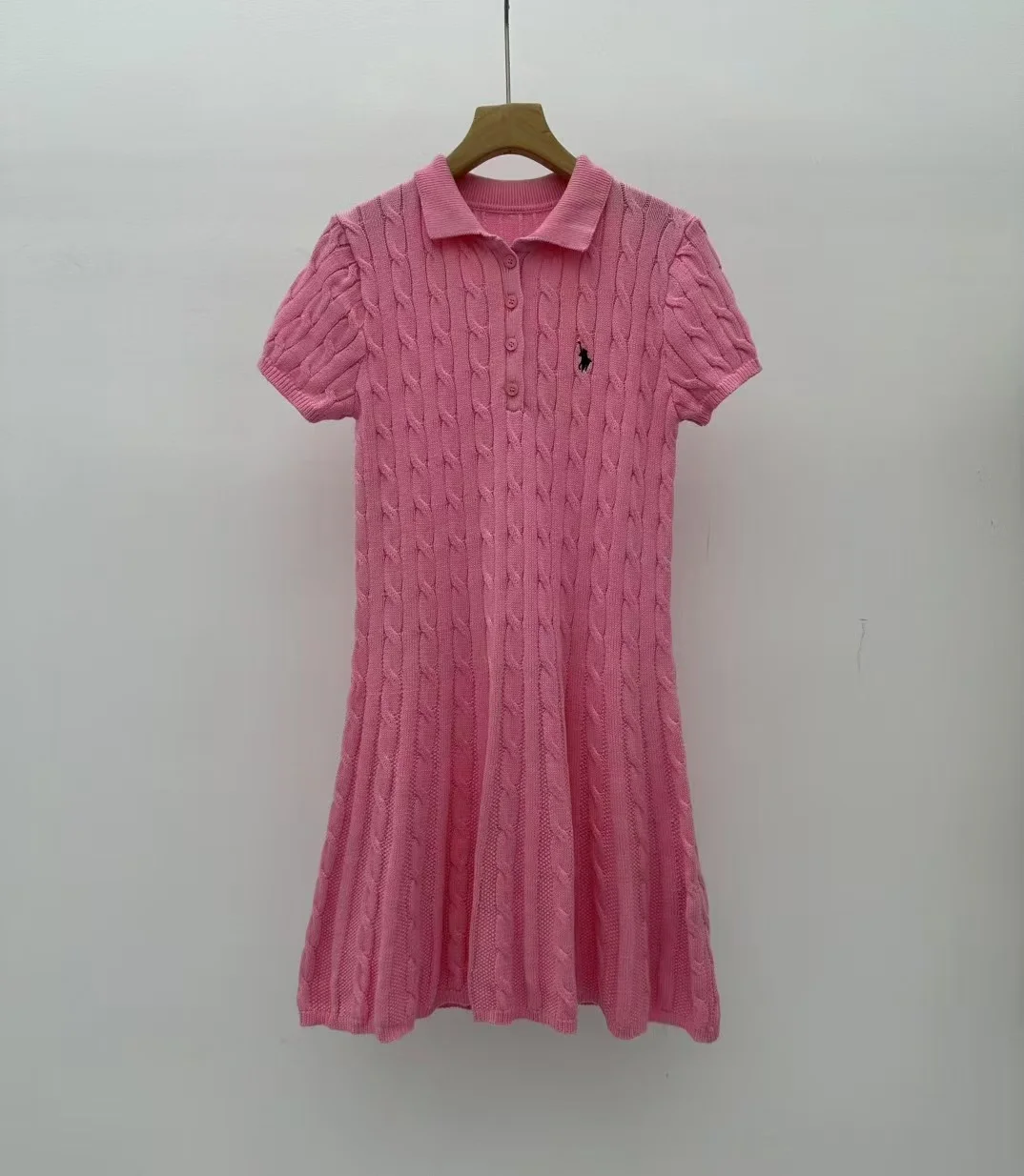 Nigikala Nigikala Short-Sleeved Knitted Dress Woman 2025 New College Style Polo Collar Slimming Waist