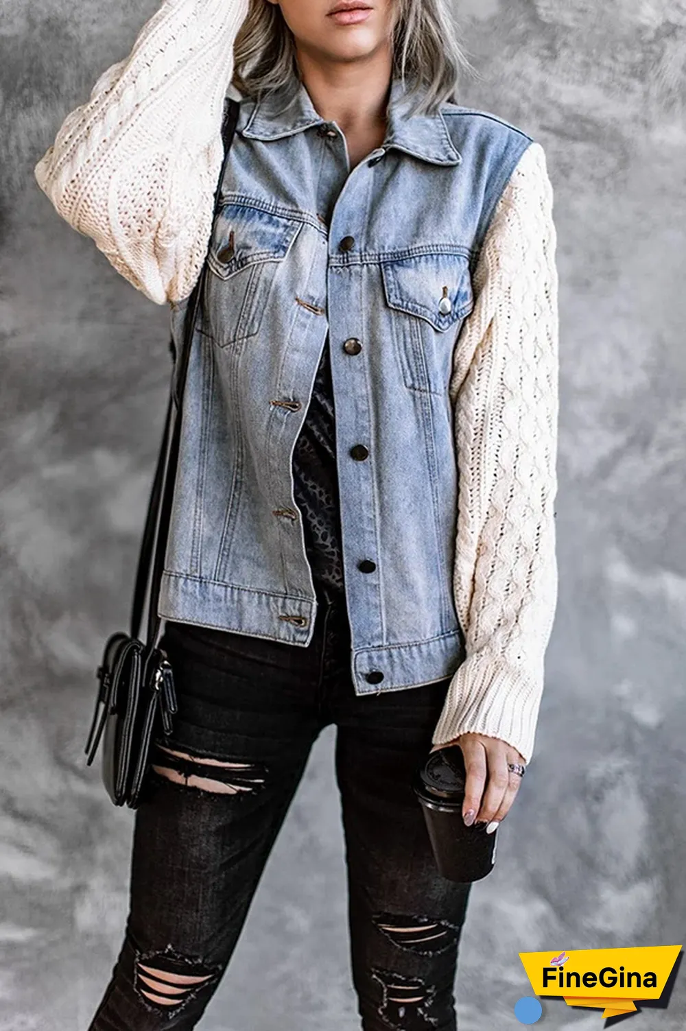 Denim Knitted Patchwork Jacket