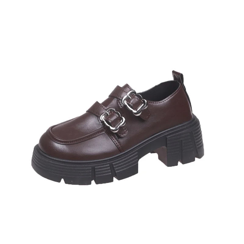 Yyvonne Small Leather Shoes Women's New Spring Black Lefu Shoes With Coarse Heel Height And Mary Jane Single Shoes