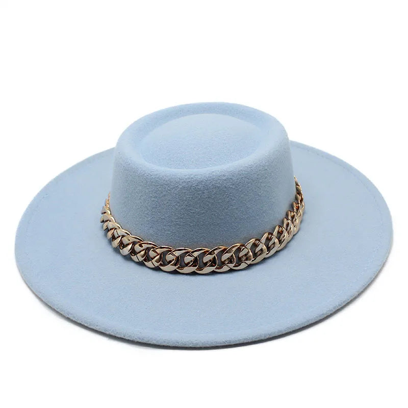 British Elegant Round Concave Flat Top Woolen 8.5cm Top Hat Men And Women Fashion Flat Top Woolen Top Hat