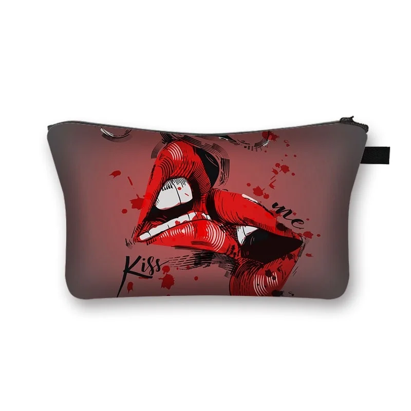 Polyester Cosmetic Bag - Red Lips