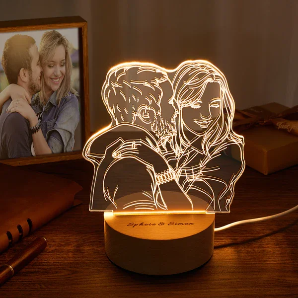 Custom 3D Photo Lamp Led for Bedroom, Personalized Night Light Gift for Lovers - Appledas