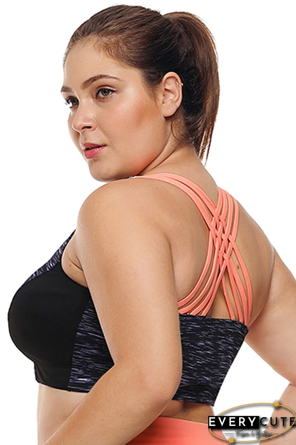 Strappy Crisscross Back Heather Navy Gym Bra