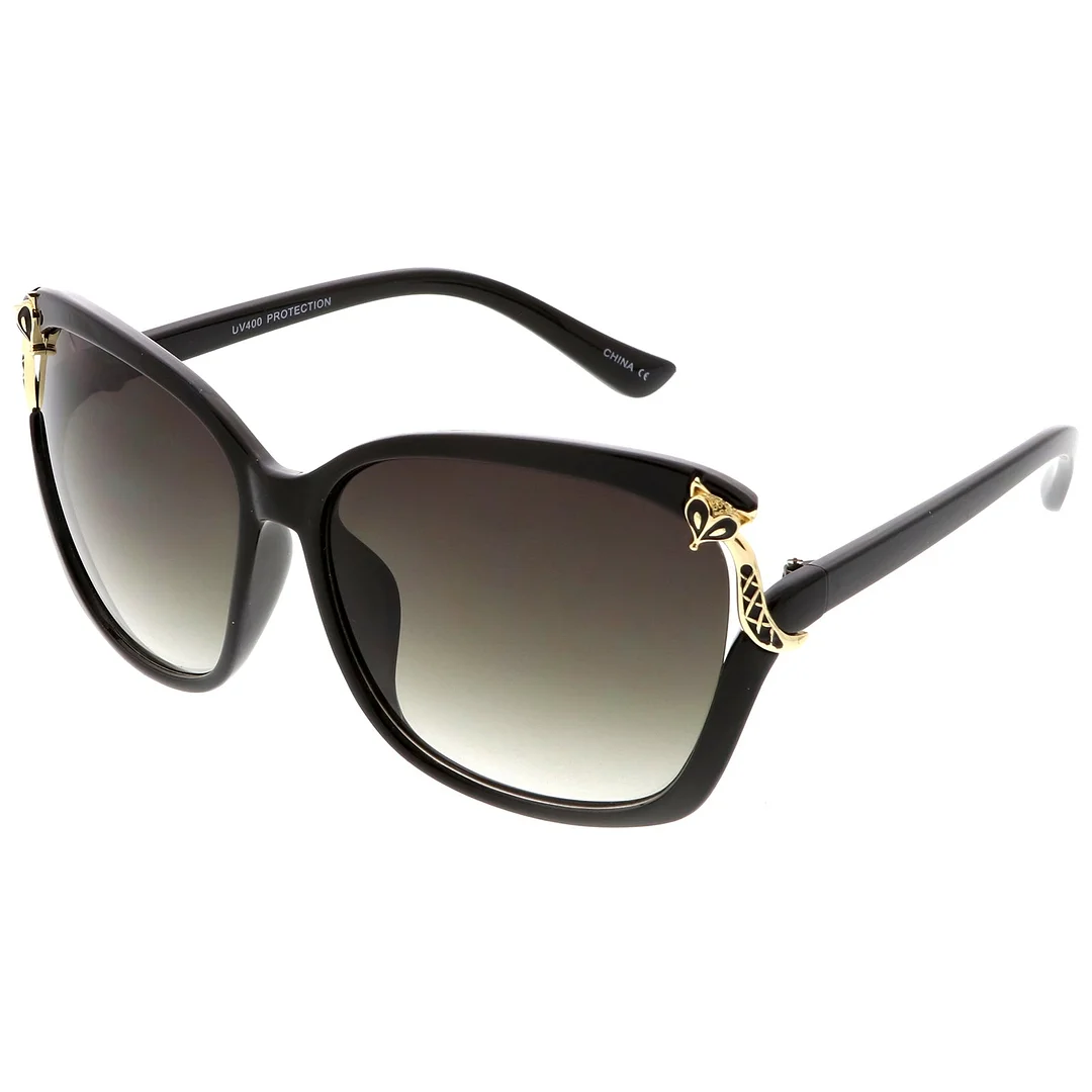 Women's Oversize Square glasses With Metal Fox Accent Cutout 60mm