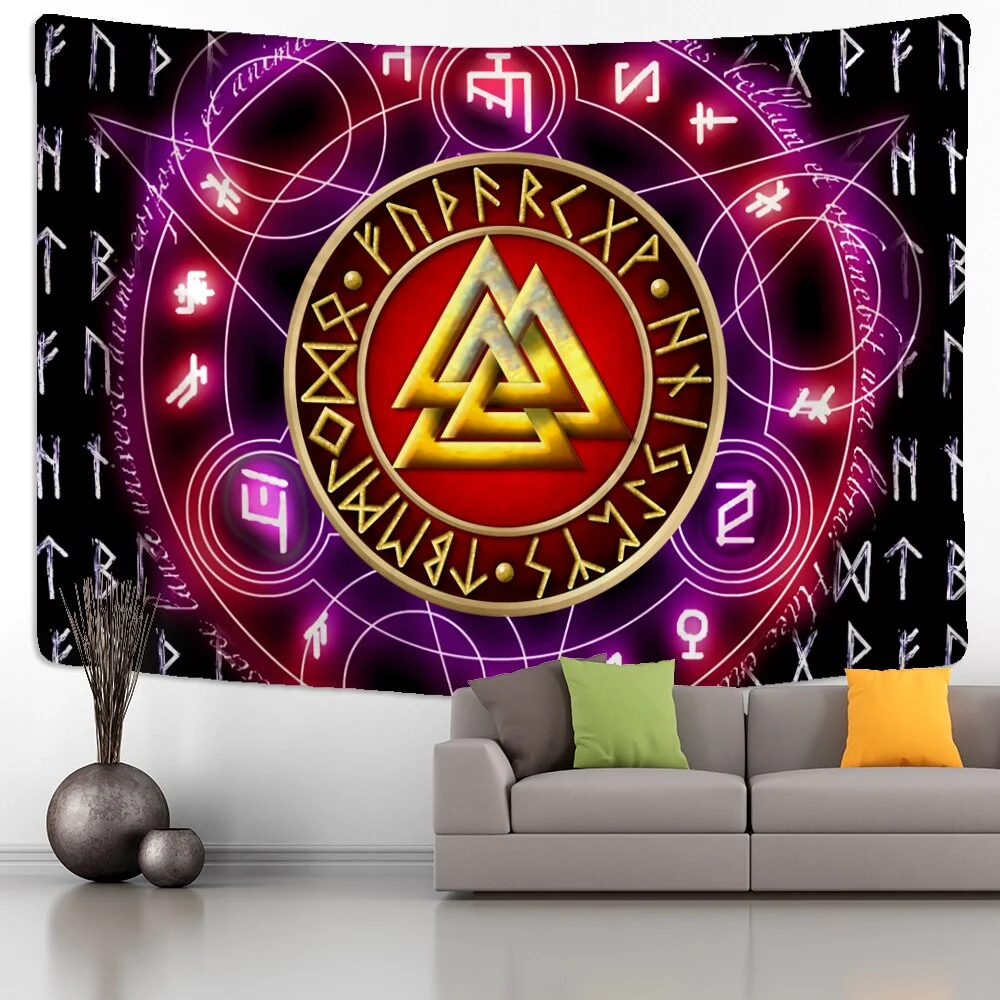 Rune Art Tapestry Wall Hanging Psychedelic Witchcraft Hippie Reaper Tapiz Tarot Mystery Room Home Decor