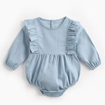 Infants Cowboy Rompers Baby Bodysuit Long Sleeve Cute Pure Color Romper New 2019 Autumn Winter Girls Baby Girl Clothes Jumpsuit