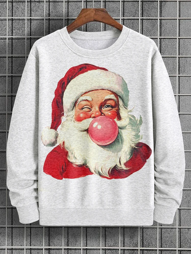Men's Santa Bubble Gum Fun Art Print Casual Sweatshirt