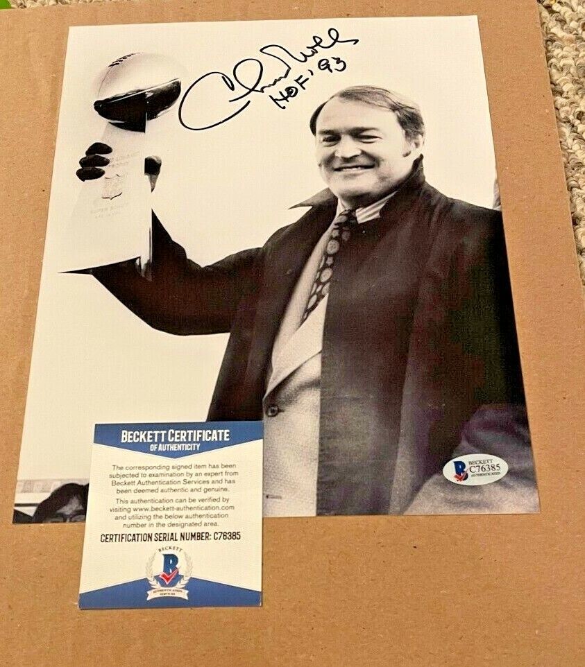 CHUCK NOLL SIGNED PITTSBURGH STEELERS 8X10 Photo Poster painting W/HOF93 BECKETT CERTIFIED BAS