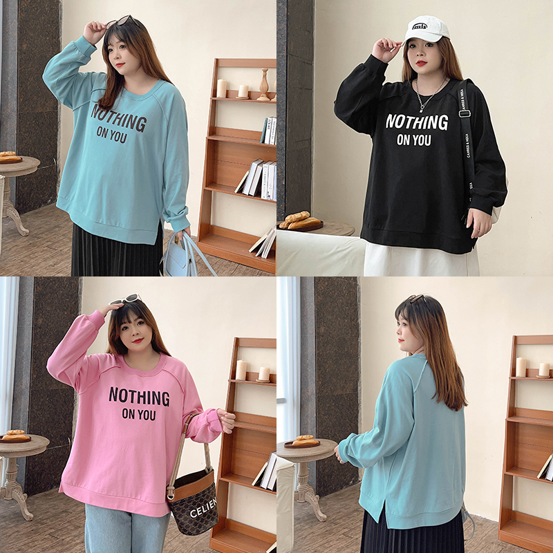 Limited Edition Stylish Korean Alphabet Printed Plus-Size Women's Sweatshirt