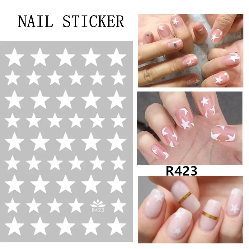 Black Red 3D Nail Sticker Self Adhesive Love Heart Star Butterfly Flower Nail Decals Slider DIY Nail Art Decoration-Nail Inspo