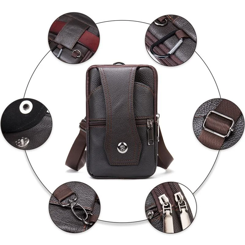 Leather Belt Bag Men's Sports Outdoor Crossbody Bag