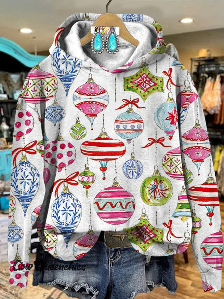 Merry Vintage Ornaments Art Print Casual Sweatshirt Multicolor / S