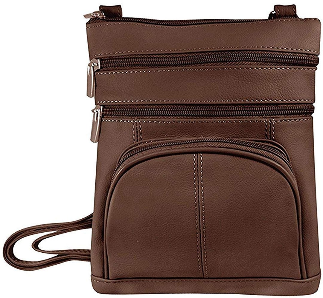 Leathers Genuine Leather Multi-Pocket Crossbody Purse Bag