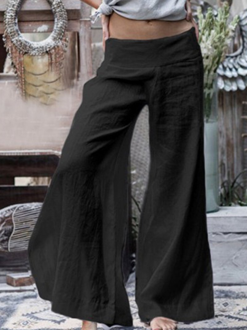 Solid Color Wide Leg Pants