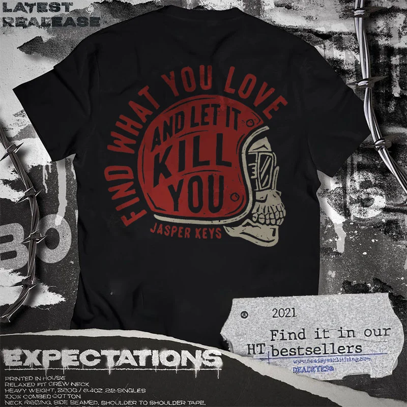 UPRANDY FIND WHAT YOU LOVE skull print T-shirt designer -  UPRANDY