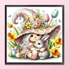Gnome Holding Gray Rabbit-11CT Stamped Cross Stitch 50*50cm/19.69*19.69in