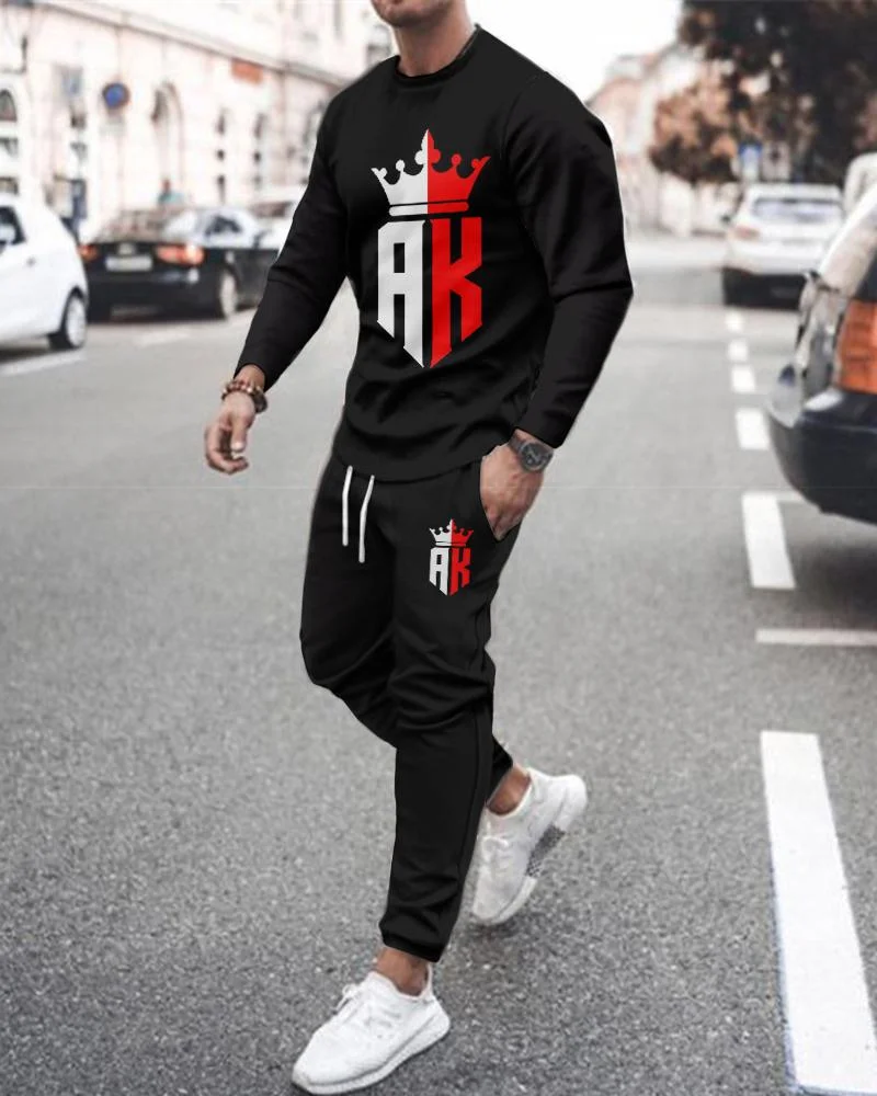 Men's Fashion Printing Long-sleeved Suit-27