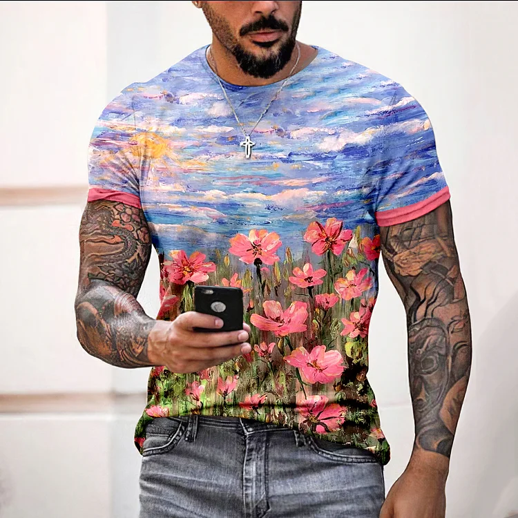 Fashion  Flowers Print Print Short Sleeve T-Shirt