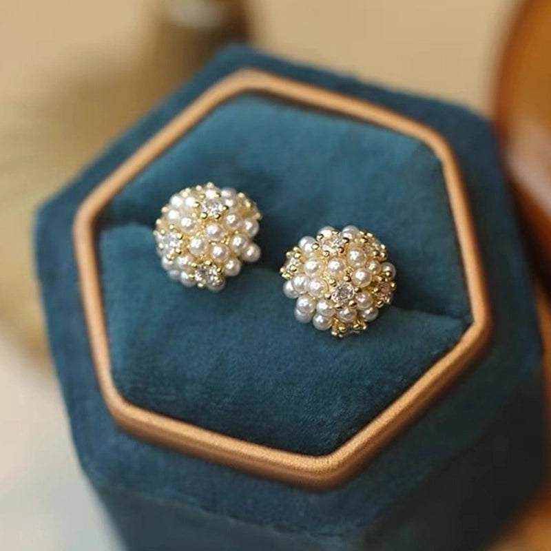 1 Pair Elegant Minimalist Streetwear Flower Bow Knot Plating Inlay Alloy Artificial Pearls Zircon Ear Studs