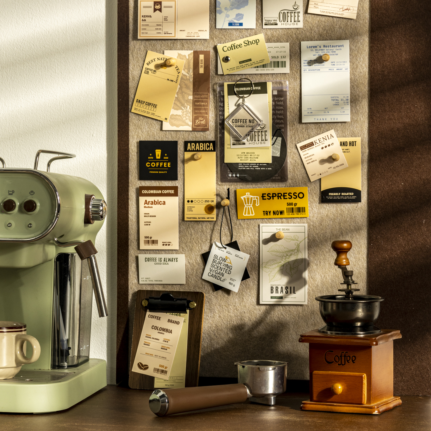 스티커 - 커피 플레이버 컬렉트 시리즈 빈티지 영어 텍스트 라벨