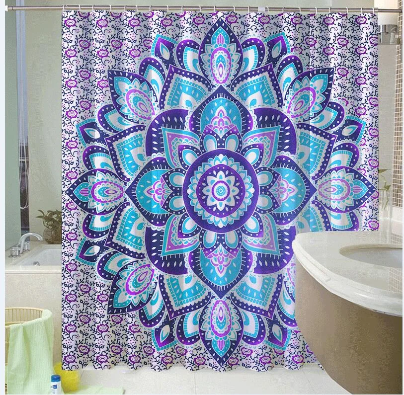 Mandala Shower Curtain Waterproof Floral Bohemian Bath Accessories for Bathroom Waterproof Fabric Shower Curtain
