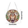 (Upgrade Size)DIY Diamond Painting Art Double Sided Effect Pendant Colorful Stained Glass Hanging Ornament Kit(Owl)