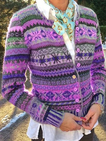 Printed Long Sleeve Casual Cardigans Sweater coat