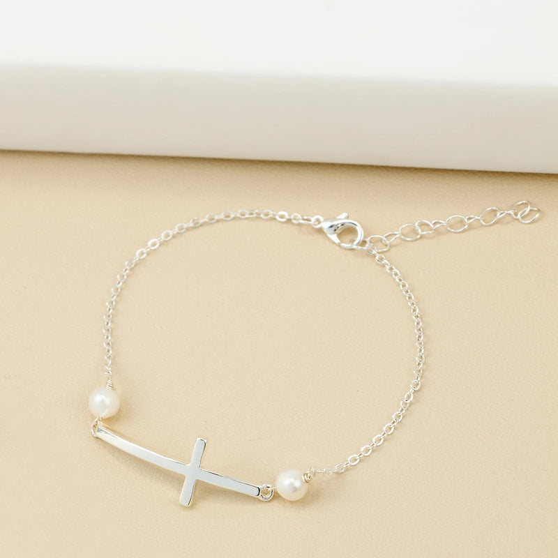 Minimalist Cross Stainless Steel Ferroalloy Plating Women's Bracelets