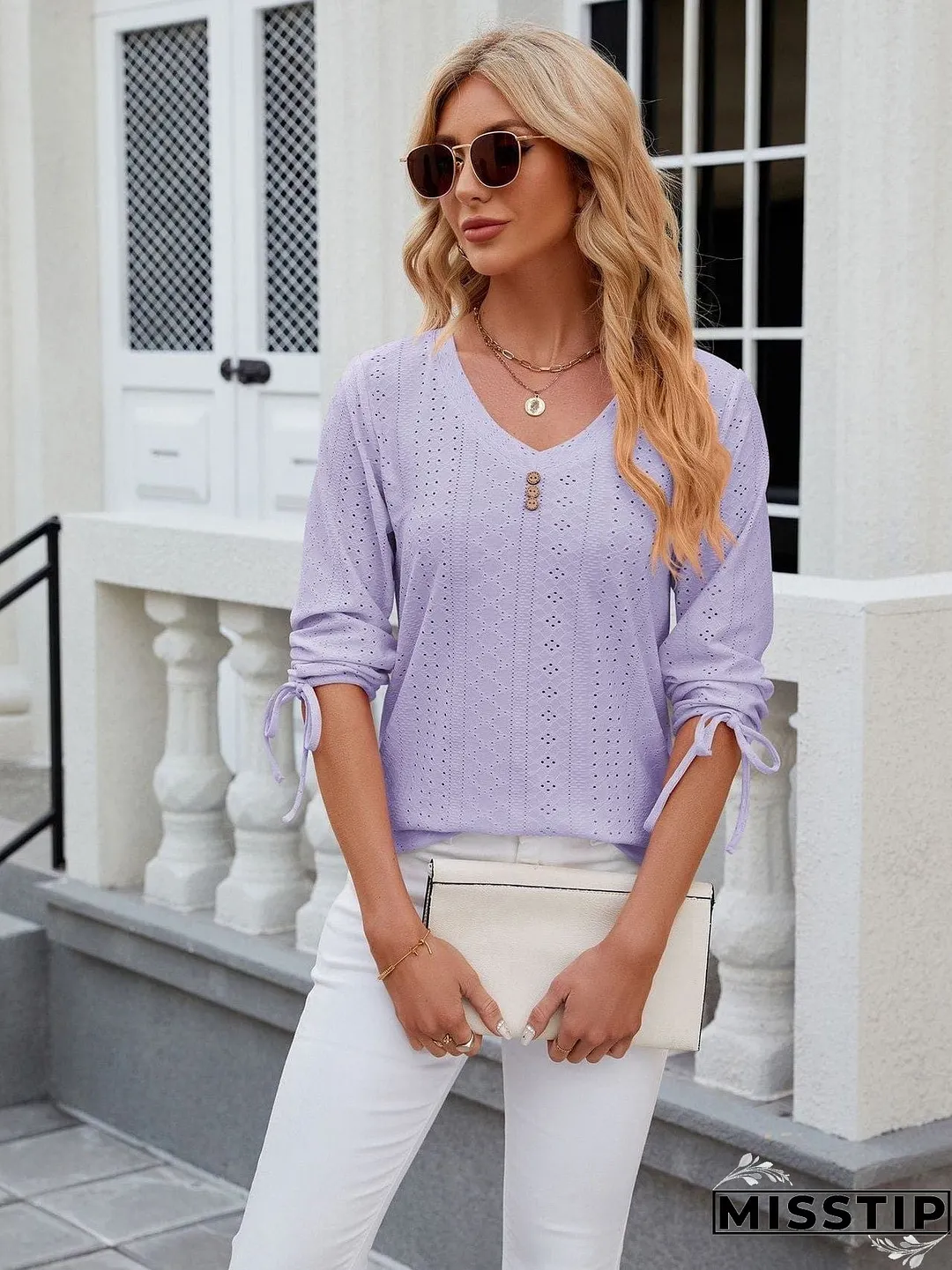 Short Sleeve Mock Neck T-Shirt with Side Slits