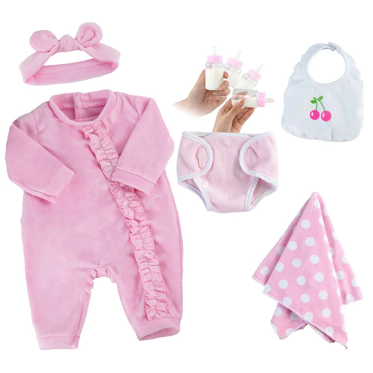 Babeside 17'' - 22'' Reborn Baby Doll 6-Pcs Baby Doll Clothes Set For Baby Doll Lovely Pink