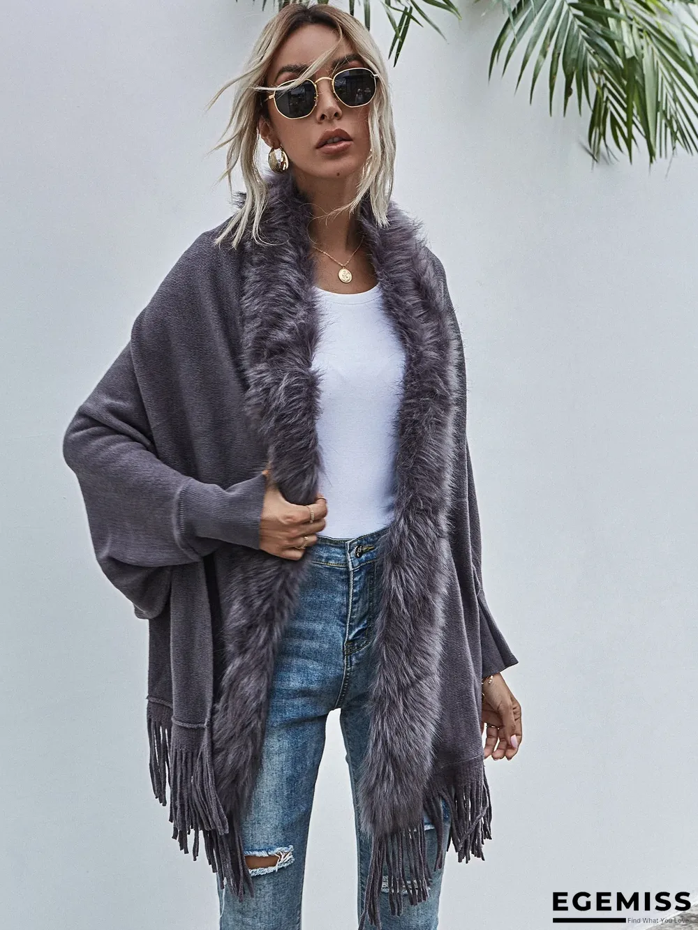 Autumn and Winter New Wool Collar Shawl Cardigan Coat | EGEMISS