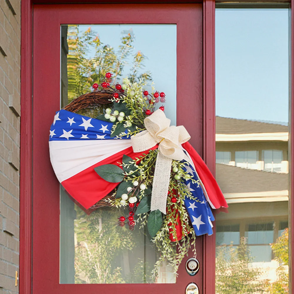 American Independence Day Rattan Simulation Wreath Ornament Door Hanging