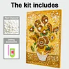 DIY Pearl Painting Sunflower Vase for Home Decor with Frame(30x20cm)