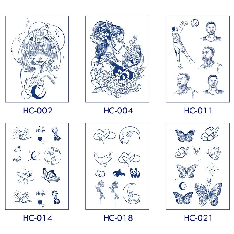 Basketball Anime Flower Butterfly Text Art Festival Cute Cool Waterproof Full Body Arm Men and Women Natural Temporary Tattoos