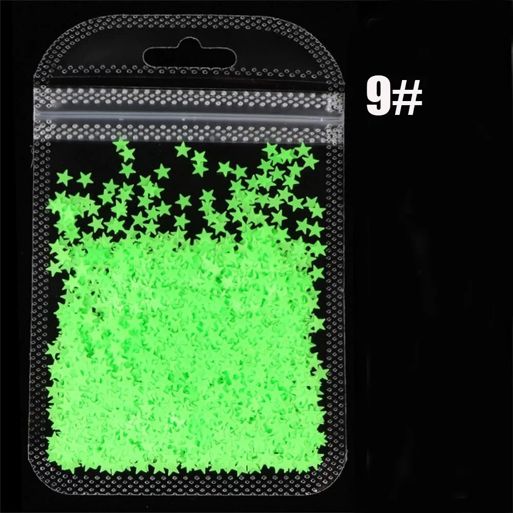 DIY color mixing acrylic gel fashion fluorescence star shape sequins for nails design manicure 3d accesoires nail stickers-Nail Inspo