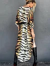 Tiger Stripes Half Sleeve Belt Cover-Ups Tops & Wide Belt