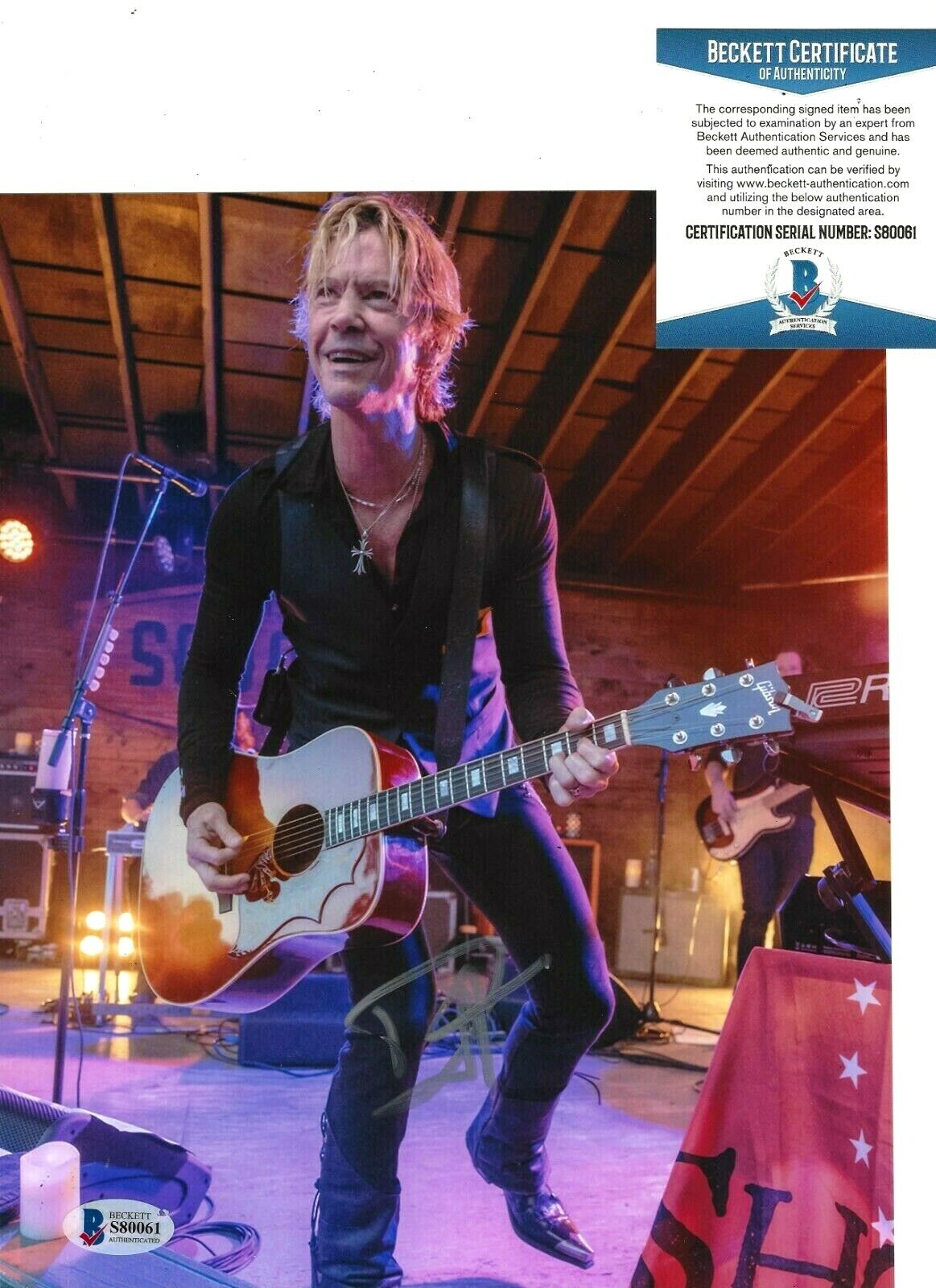 DUFF MCKAGAN SIGNED GUNS N' ROSES 8x10 Photo Poster painting BECKETT COA 4 BASS GUITAR BAND TOUR