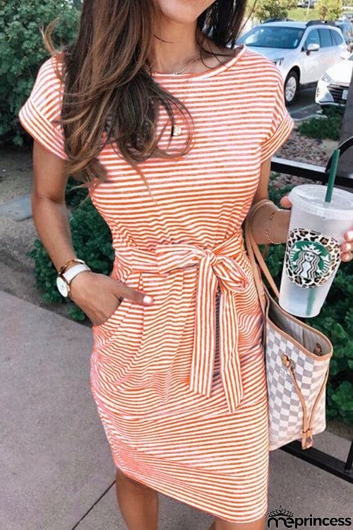 Casual O Neck Short Sleeve Dress