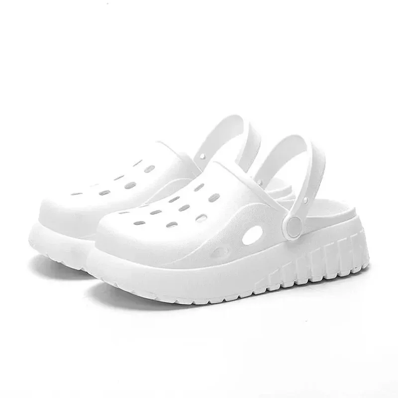 Zhungei Women's White Hollow Out Platform Sandals 2024 New Summer Eva Garden Shoes for Women Comfortable Non Slip Beach Slippers Clogs