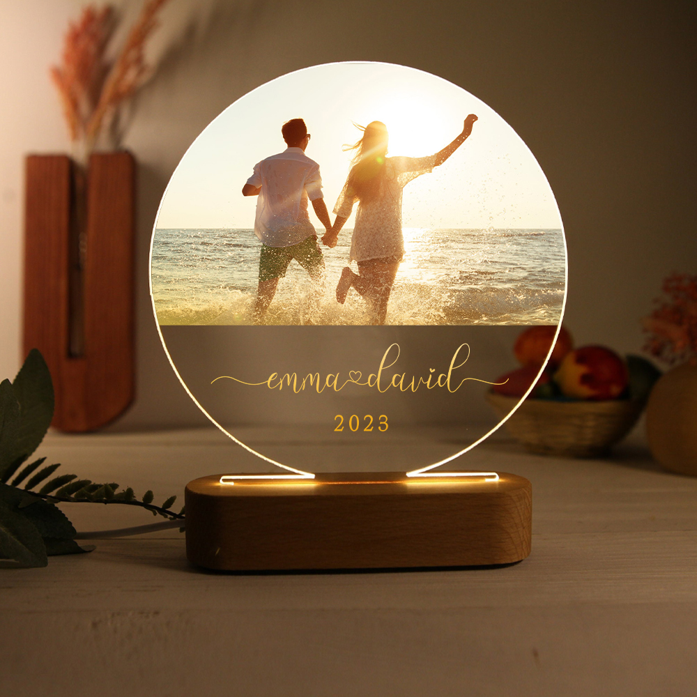 Réveil Lumineux Personnalisé Avec Gravure - Cadeau Unique Fait Main