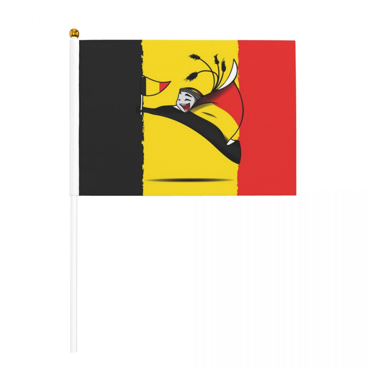 Belgium World Cup 2022 Mascot Small Stick Mini Hand Held Flags