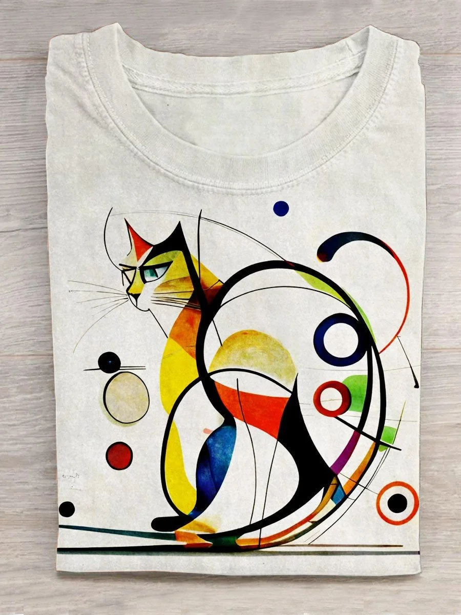 Picasso Abstract Cat Art Design T-shirt