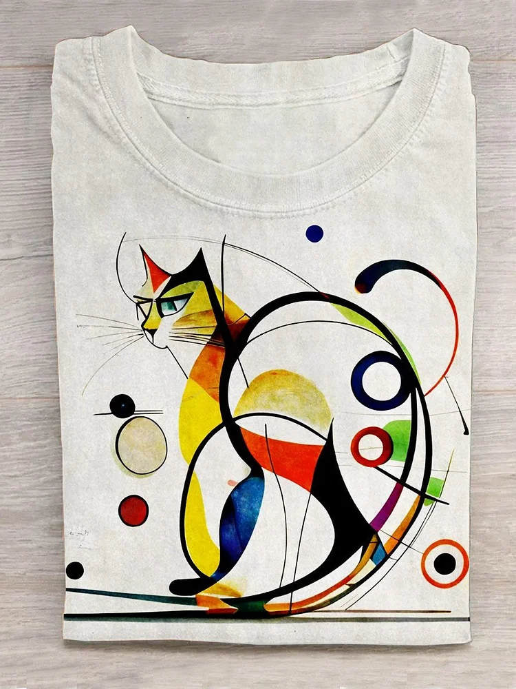 Picasso Abstract Cat Art Design T-shirt