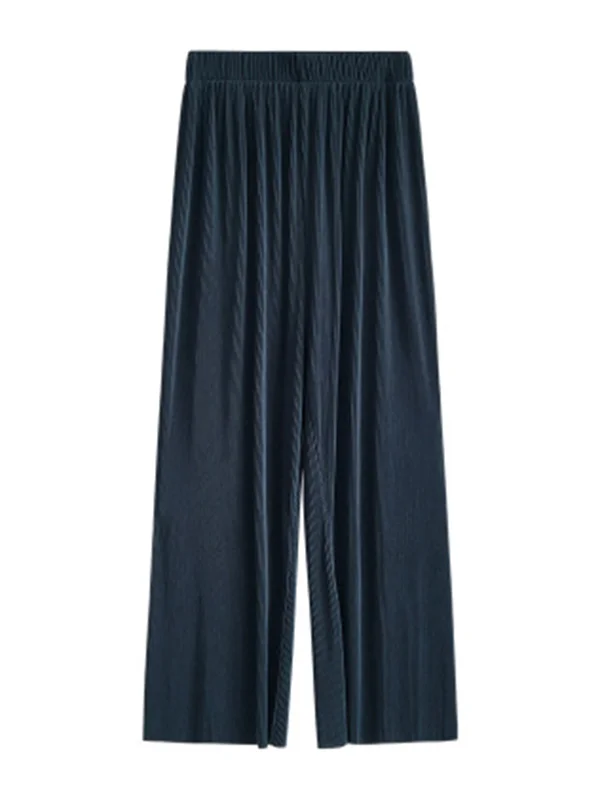 Pleated Solid Color Comfortable Casual Loose Wide-Leg Pants