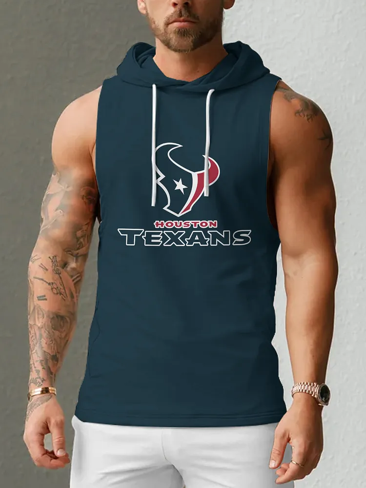 Houston Texans Men's  Casual Comfy Sleeveless Hooded Tank Top
