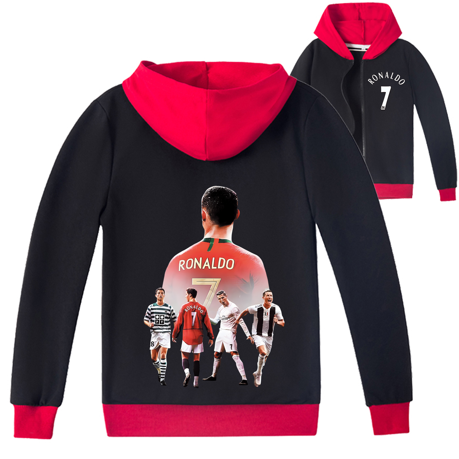 Mayoulove Cristiano Ronaldo Zip-Up Jacket for Boys & Girls - Trendy Sportswear, Soccer Fan Apparel, Stylish & Comfortable-Mayoulove