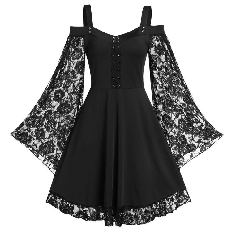 Puff Sleeve Sexy Lace Dress